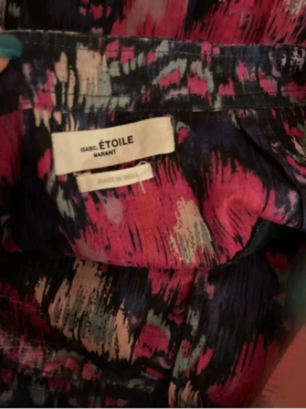 Isabel Marant Pink and Navy Printed A-Line Skirt